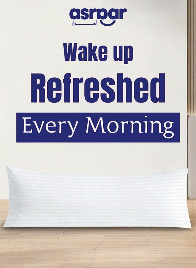 Asraar 5 Piece | Long Sleeping Pillow Microfiber - White 150x50cm - Image 3