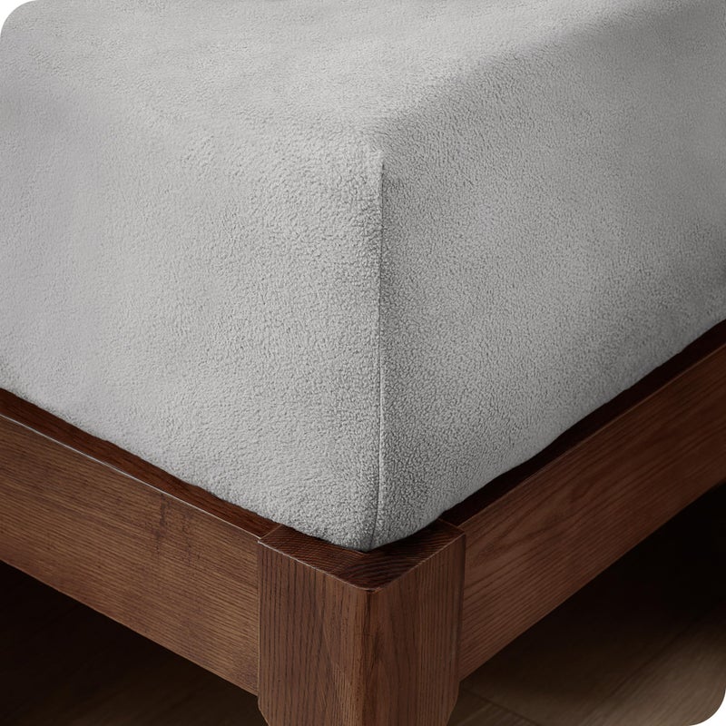 Bare Home Super Soft Fleece Fitted Sheet - King Size - Extra Plush Polar Fleece - Deep Pocket - All Season Cozy Warmth (King  Light Grey) - Image 1