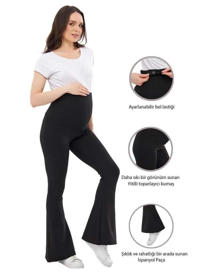 LuvmaBelly Myra8230 Shaping Ribbed Seasonal Spanish-Cut Adjustable Waist Maternity Leggings.