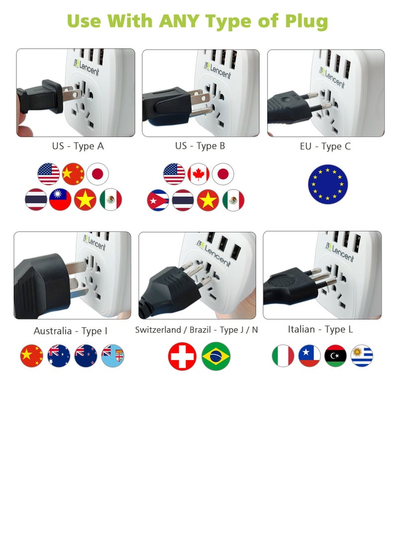Lencent - EU/USA to UK Plug Adapter with 3 USB and 1 Type C Port, LENCENT World to UK Universal Travel Adapter, European Euro 2 Pin USA American China Australia 3 Pin to British 3 Pin Socket - Image 1