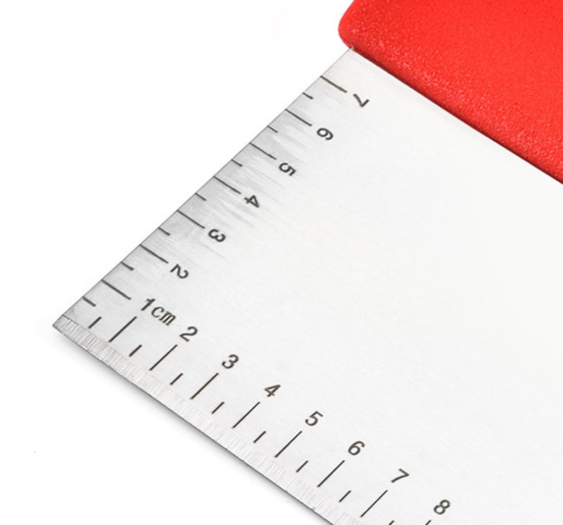 KIPSOME Dough Scraper Cutter, Pastry Cutter Stainless Steel Dough Cutter with Handle and Measuring Scale Plastic Scraper Multipurpose Kitchen Scraper for Pizza, Cakes, Bread Cutting, Pastry (Red) - Image 4
