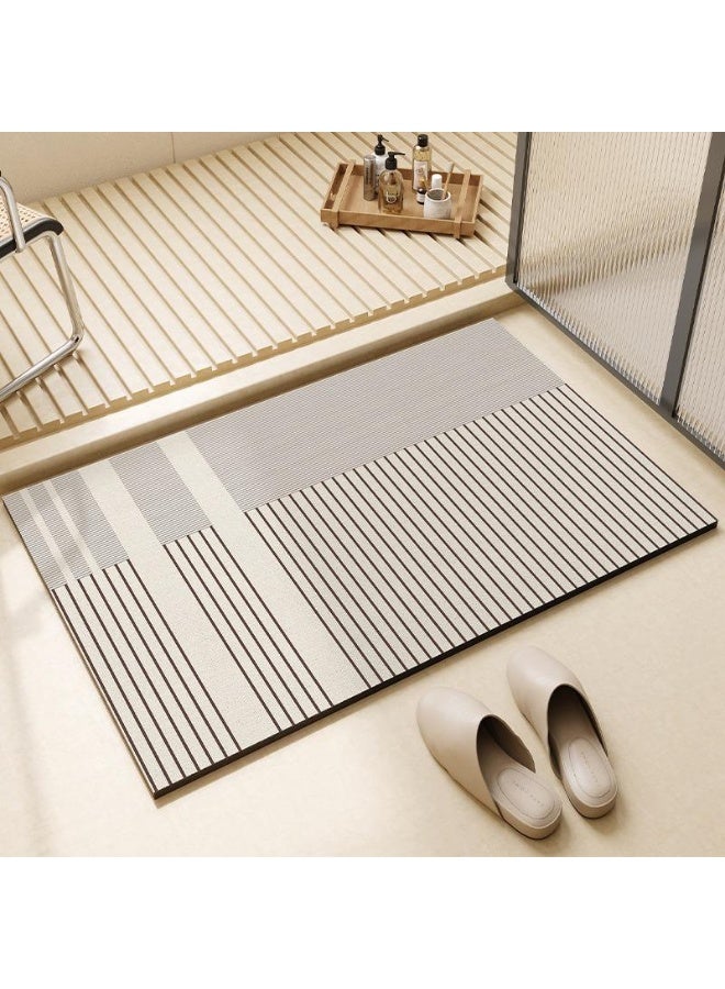 Arabest Stripes Rug 40CM*60CM Gray Entryway Rug Non-Slip Washable Small Rugs, Super Soft Abstract Geometric Low-Pile Front Door Mat, Indoor Floor Carpet for Entrance Kitchen Bathroom Bedroom Decor - Image 1