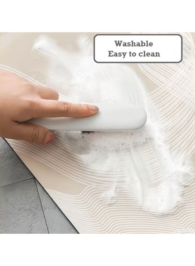Arabest Stripes Rug 40CM*60CM Gray Entryway Rug Non-Slip Washable Small Rugs, Super Soft Abstract Geometric Low-Pile Front Door Mat, Indoor Floor Carpet for Entrance Kitchen Bathroom Bedroom Decor - Image 2