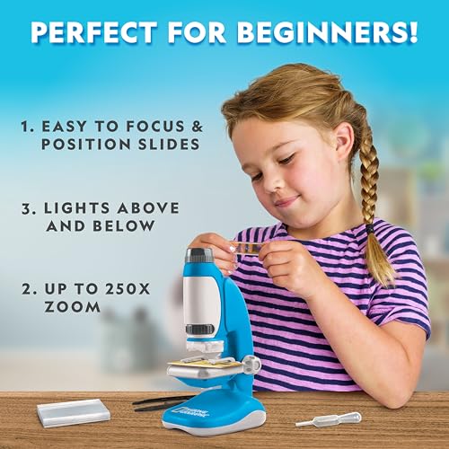 Blue Marble National Geographic Junior Microscope for Kids- Kit Includes Up to 250x Magnification Handheld Mini Attachment, 12 Slides, Lab Guide, Science Toy for Ages 6-12, STEM Project - Image 2