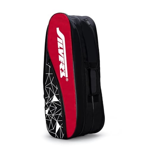 Silvers Silver`s Phantom Badminton Kit-Bag (Red-Black)|Double Zipper|Bag with Front Zipper Pocket, Polyester - Image 2