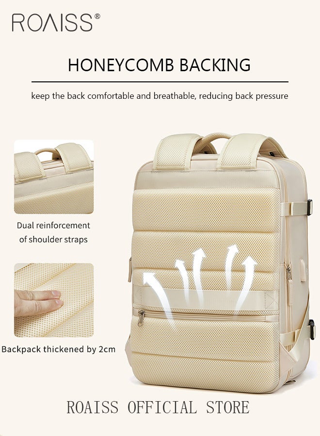 roaiss High Capacity Business Travel Backpack Expandable Luggage Bag for Short Trips Dry and Wet Separation Scientific Storage Business Computer Bag Simple Solid Color Design with Independent Shoe Storage - Image 3