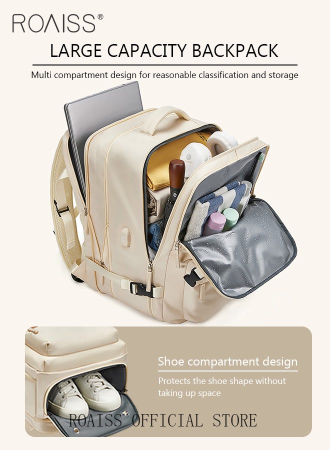 roaiss High Capacity Business Travel Backpack Expandable Luggage Bag for Short Trips Dry and Wet Separation Scientific Storage Business Computer Bag Simple Solid Color Design with Independent Shoe Storage - Image 2