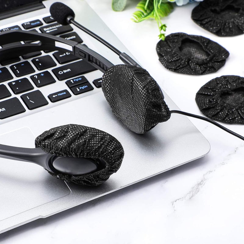 BBTO 100 Pieces Headphone Ear Covers Disposable Earpad Covers Fit Most On Ear Headphones (Black, 6.5 cm) - Image 5