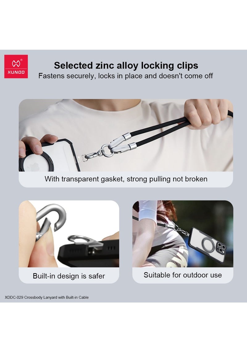 إكسوند ChatGPT said: حزام كتف XUNDD مع كابل مدمج (USB-C متوافق مع Lightning) للشحن بقوة 27W، حزام عنق للجسم متوافق مع iPhone 14 Pro Max، iPhone 14 Pro، 14 Plus، 13 Pro Max، وغيرها (1.2 متر) (وردي)  - Image 5