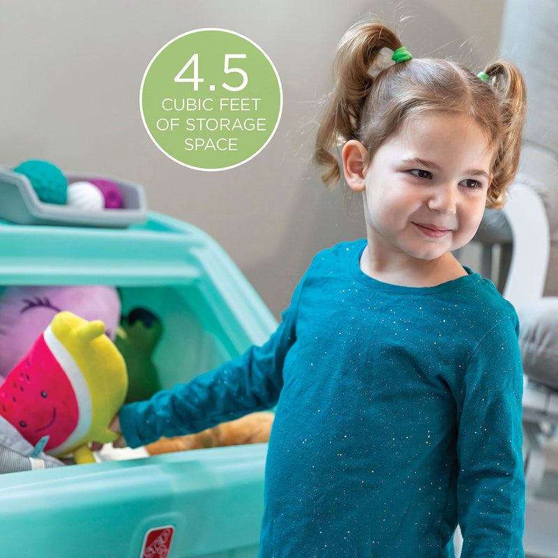 Step2 2-in-1 Toy Box & Art Lid, Kids Toy Storage Bin & Organizer, Easel & Chest in One, Made of Durable Plastic, For Toddlers 2+ Years Old, Mint - Image 4