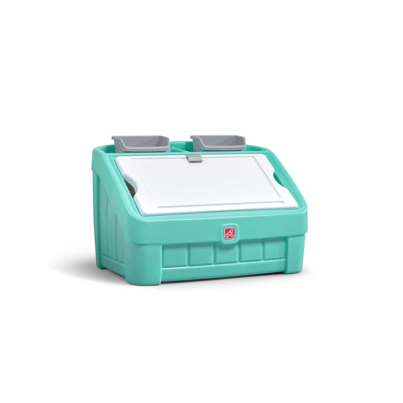 Step2 2-in-1 Toy Box & Art Lid, Kids Toy Storage Bin & Organizer, Easel & Chest in One, Made of Durable Plastic, For Toddlers 2+ Years Old, Mint - Image 1