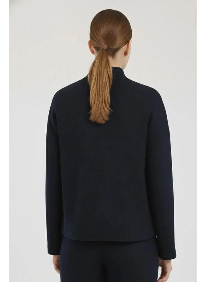 Mısırlı 1951 Navy Collar Tied Tweed Women's Jacket