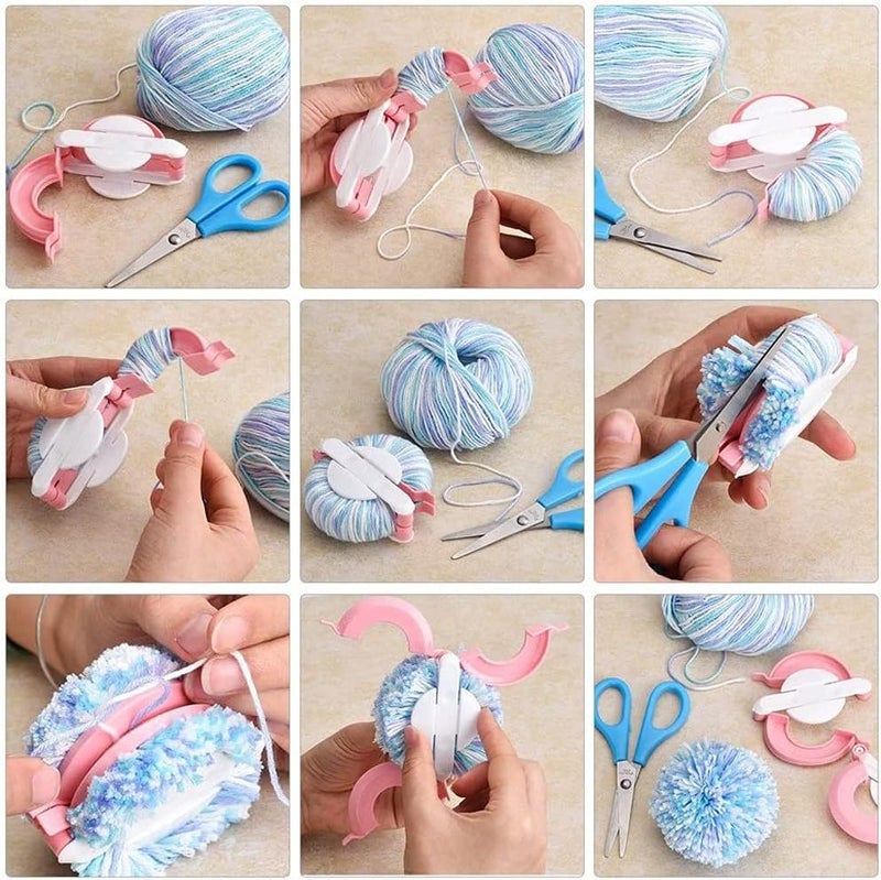 RRigo Pom Pom Maker, 4 Sizes Pompom Maker Tool Set for Fluff Ball Weave DIY Wool Yarn Knitting Craft Project for Adult - - Image 5