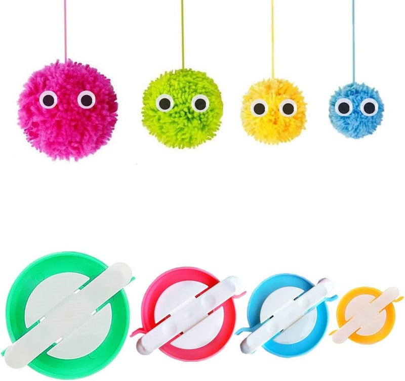 RRigo Pom Pom Maker, 4 Sizes Pompom Maker Tool Set for Fluff Ball Weave DIY Wool Yarn Knitting Craft Project for Adult - - Image 1