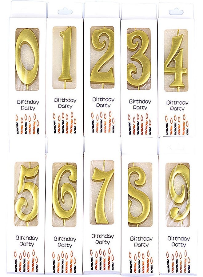 Hazyore 10-Pieces Numeral Birthday Candles, Birthday Digital Candle Baking Dessert Cake Party Romantic Atmosphere Decoration Number 0-9 Cake Top Decoration for Birthdays Wedding Anniversaries Parties - Image 1
