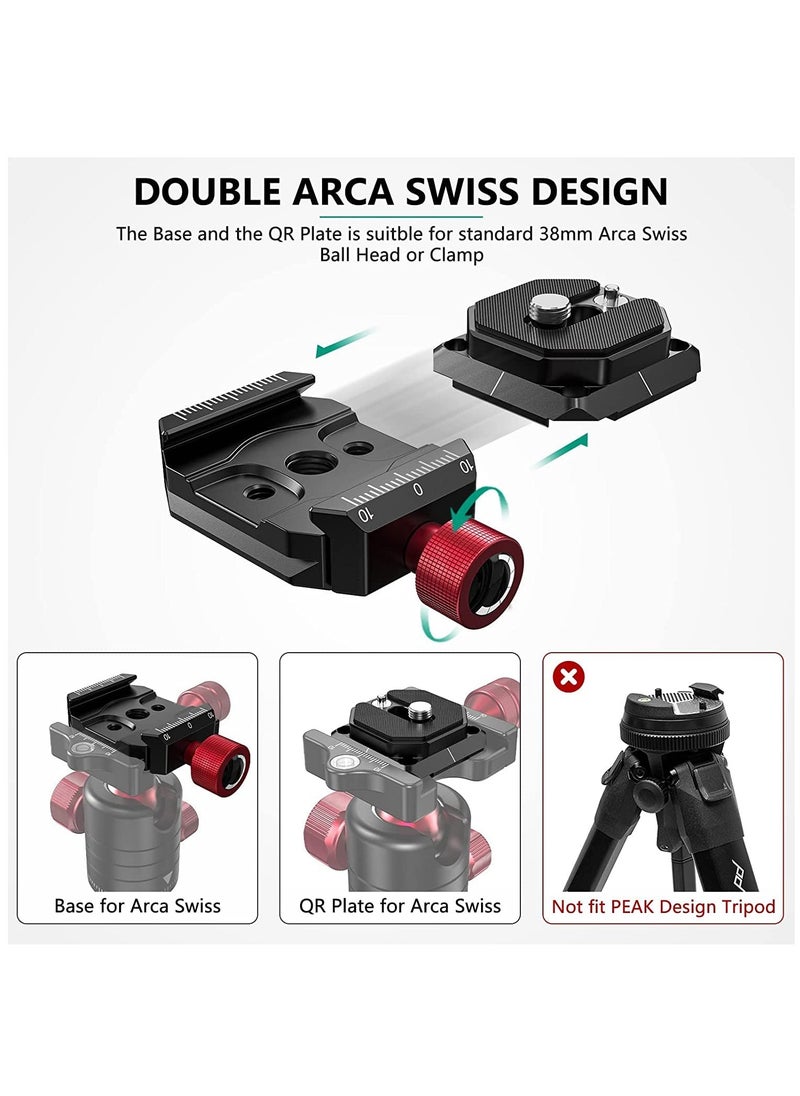Generic - Arca Swiss Quick Release Plate with 1/4 to 3/8 Screw Thread, Aluminum QR Plate System Camera Mount Clamp Adapter for DSLR Camera Tripod Monopod(38mm) - Image 1