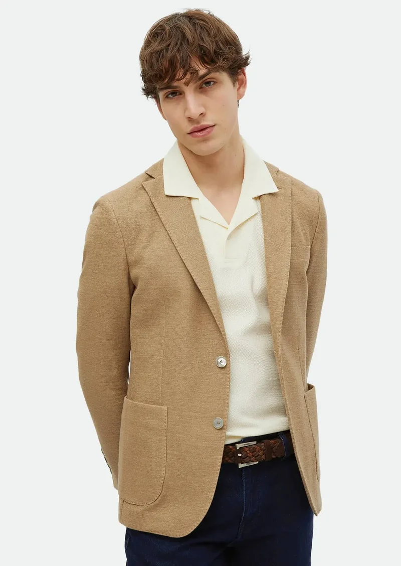 RAMSEY Mink Micro Shirt Shoulder Slim Fit Cotton Blended Jacket