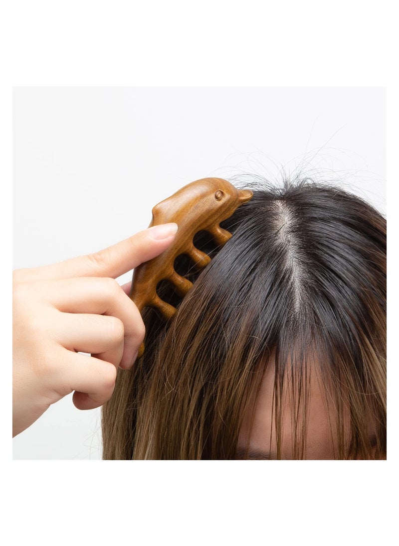 SYOSI Green Sandalwood Multifunctional Massage Comb, Head Scalp Massage No Static, Wooden Massage Comb, Gua Sha Scraping Scalp and Hair Massage, Scalp Stimulator, Facial Body Massager  - Image 5