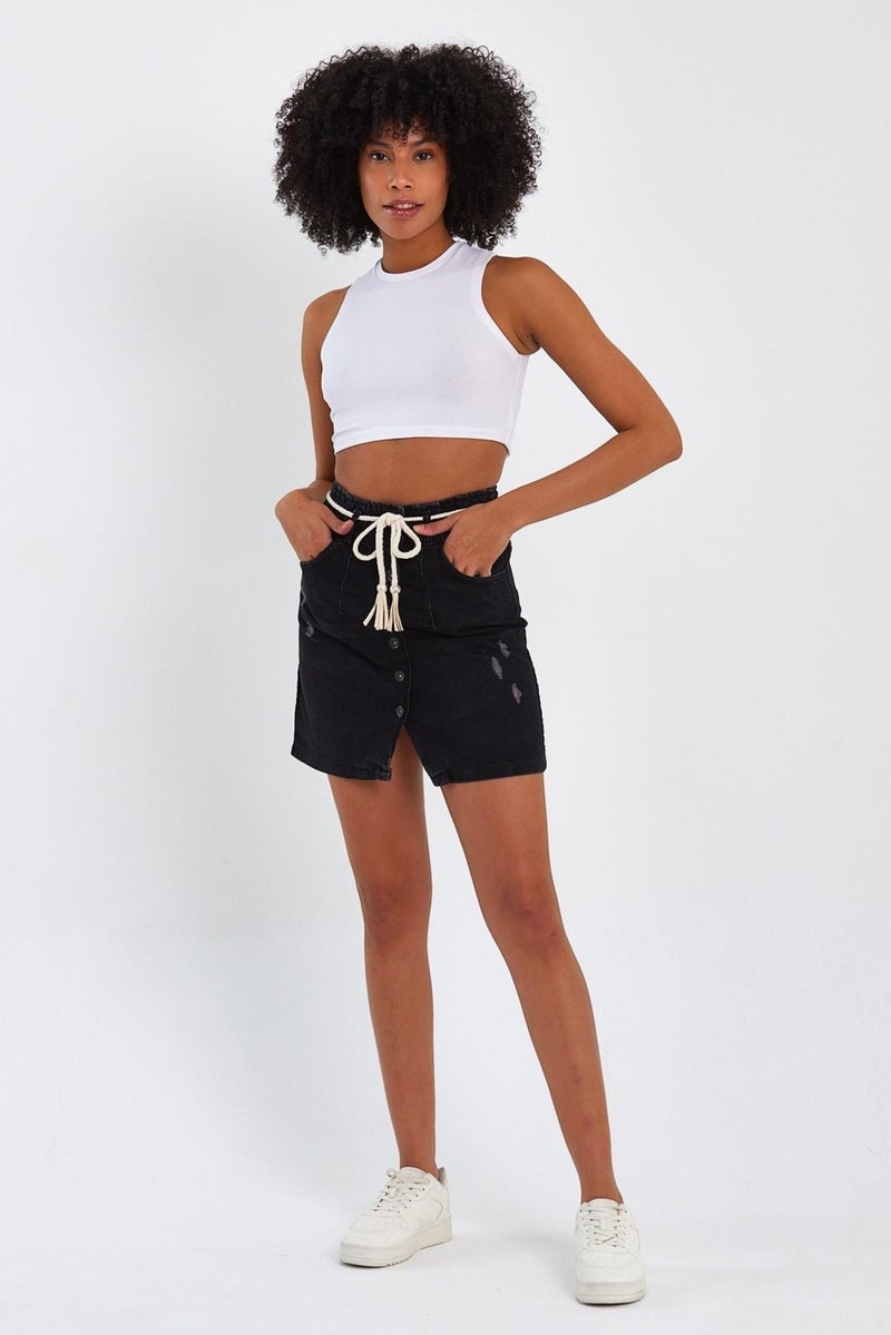 Alexander Gardi Special Collection Button Detailed Denim Skirt (AG-2010G)  - Image 2