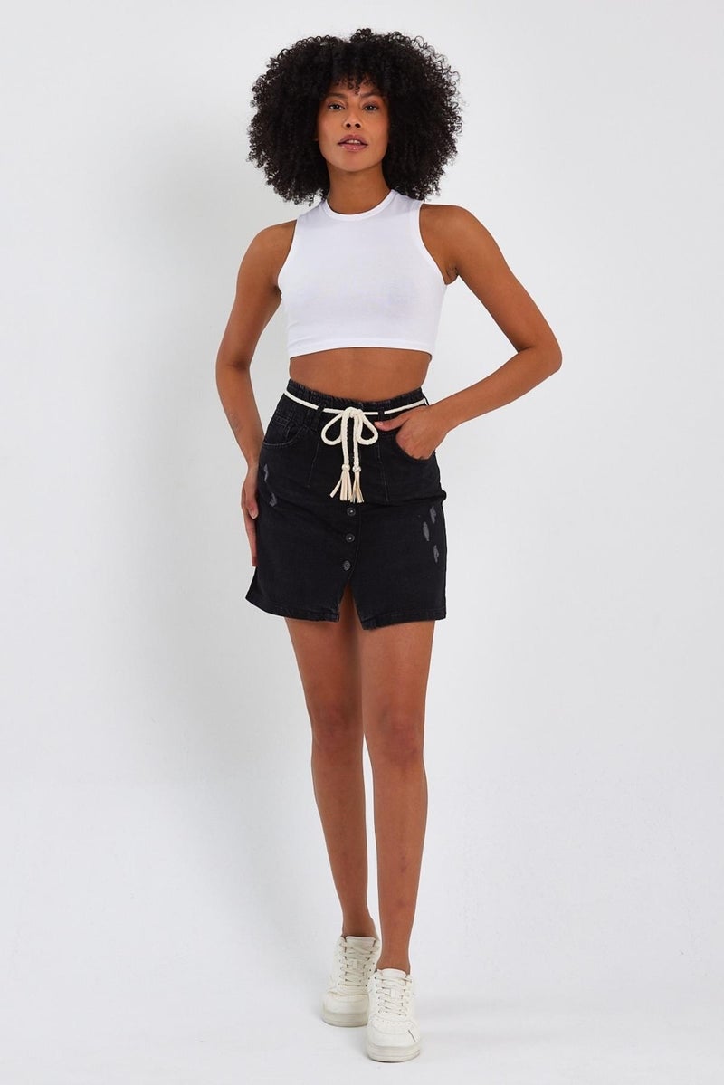 Alexander Gardi Special Collection Button Detailed Denim Skirt (AG-2010G)  - Image 1