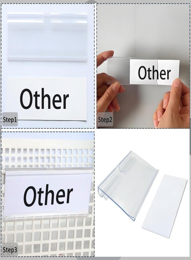 Diteje 20 Pack Plastic Wire Shelf Label Holder,Shelving Rack Retail Sign Hook Labels Clip On with Paper Inserts,3.15x1.50inch - Image 4