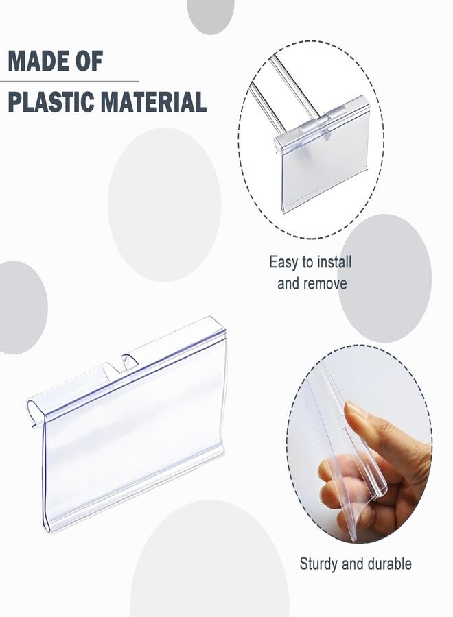 Diteje 20 Pack Plastic Wire Shelf Label Holder,Shelving Rack Retail Sign Hook Labels Clip On with Paper Inserts,3.15x1.50inch - Image 2