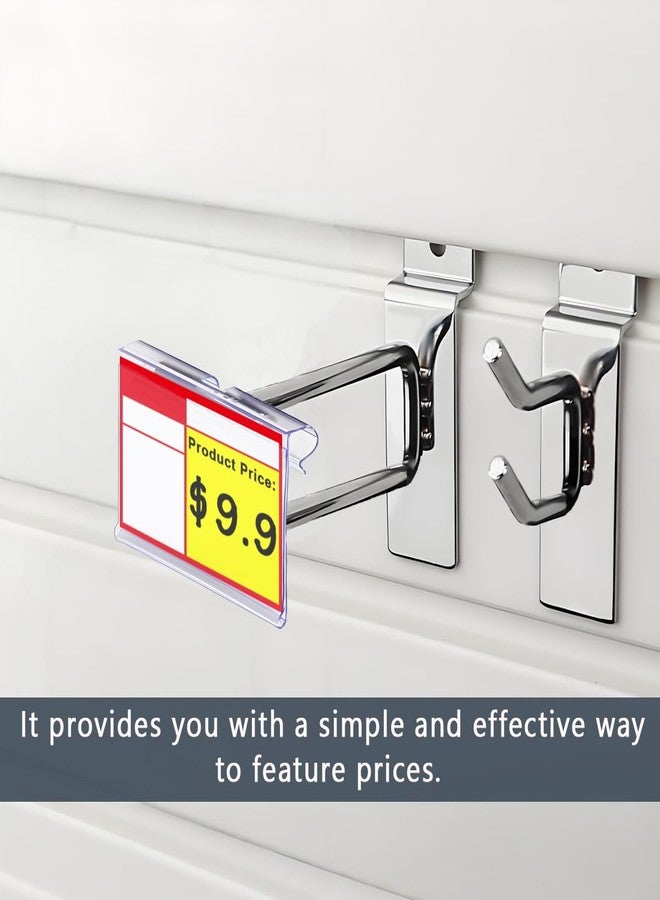 Diteje 20 Pack Plastic Wire Shelf Label Holder,Shelving Rack Retail Sign Hook Labels Clip On with Paper Inserts,3.15x1.50inch - Image 3