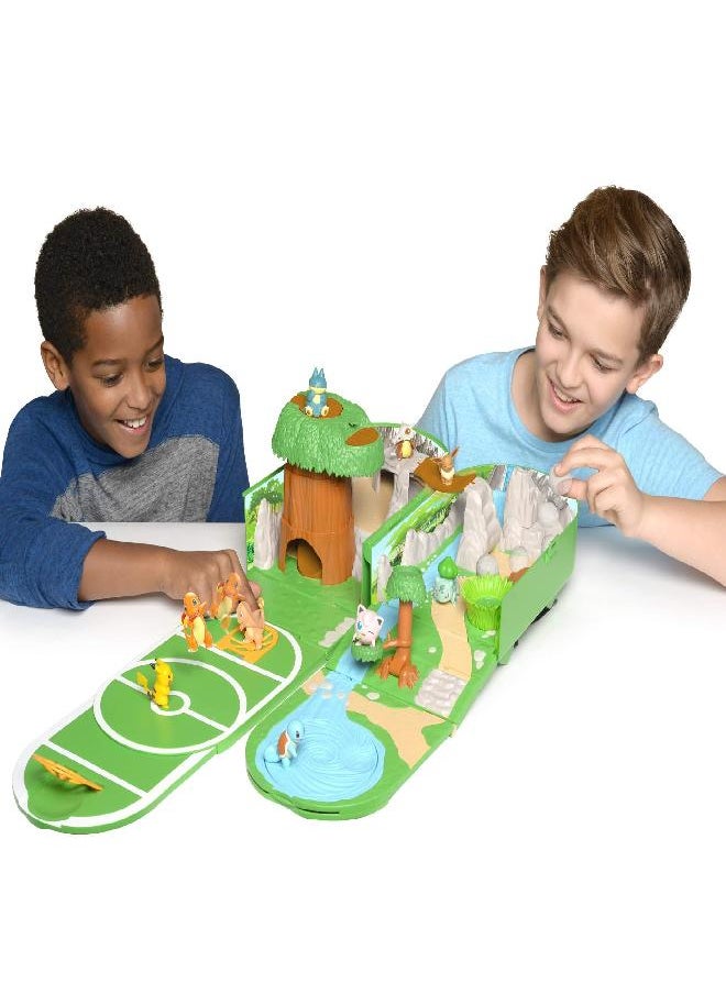 Pokemon - Pokemon Carry Case Playset, Feat. Different Locations Within One Playset, with 2-Inch Pikachu Figure, Treetop Trap Door, Battle Area, Hidden Cave and More - Easily Folds into a Backpack - Image 1