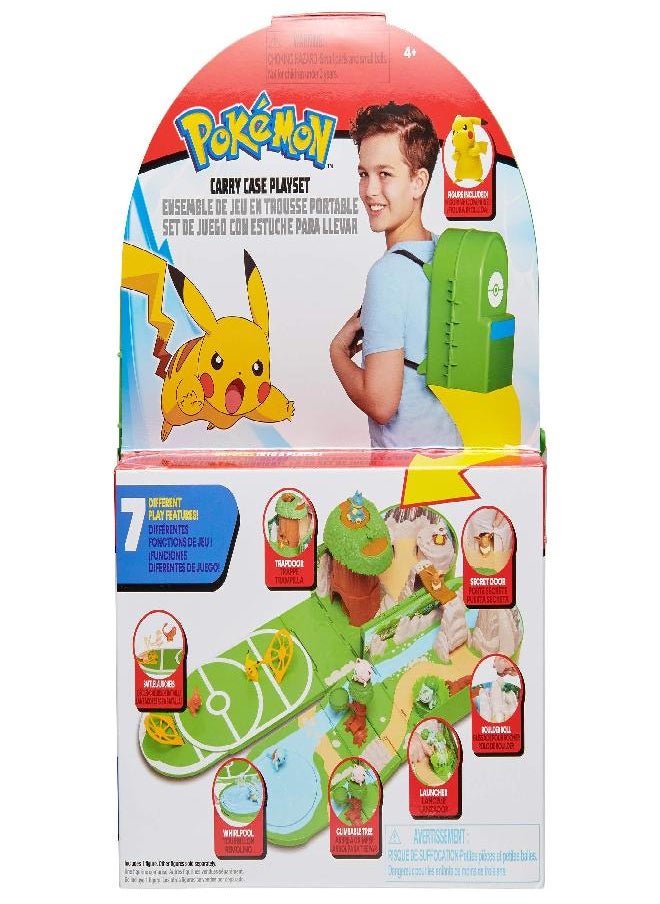 Pokemon - Pokemon Carry Case Playset, Feat. Different Locations Within One Playset, with 2-Inch Pikachu Figure, Treetop Trap Door, Battle Area, Hidden Cave and More - Easily Folds into a Backpack - Image 1