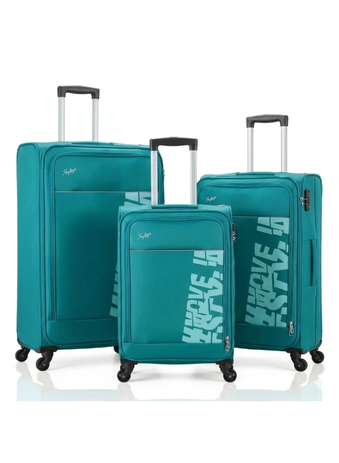 سكاي باجز طقم حقائب رحلات رونبا  قطع بعجلات دوارة  درجة من البوليستر ناعم الجوانب - مقاس كابينة  بوصة، متوسط  بوصة، كبير  بوصة - أخضر