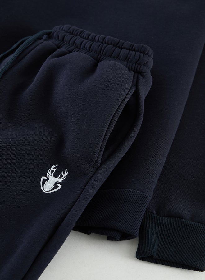 trendyol Navy Blue Oversize/Wide Cut Deer Embroidered Tracksuit - Image 2