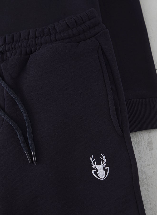 trendyol Navy Blue Oversize/Wide Cut Deer Embroidered Tracksuit - Image 4