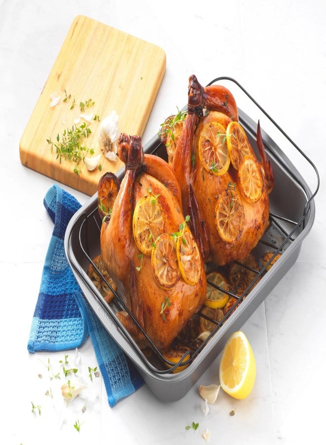 GoodCook Everyday Nonstick Large Roast Pan with Rack, 15 x 11 Inch, Gray - Image 4