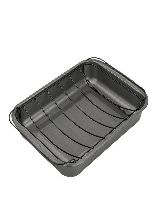 GoodCook Everyday Nonstick Large Roast Pan with Rack, 15 x 11 Inch, Gray - Image 1