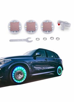 SYOSI Tire Valve Stem Caps,  4pcs Solar Car Wheel Tire Air Valve Cap Lights with Motion Sensors Colorful Flashing Led Tire Light Gas Nozzle for Car Bicycle Motorcycles  - Image 1