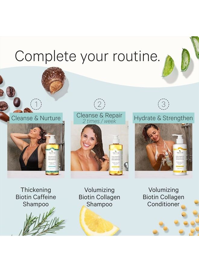 Tree To Tub Biotin Fine Hair Thickening Shampoo for Thicker, Fuller Volume - Gentle Volumizing Sulfate Free Argan Oil Shampoo for Women & Men w/Caffeine, Organic Saw Palmetto, All Natural Tea Tree - Image 5