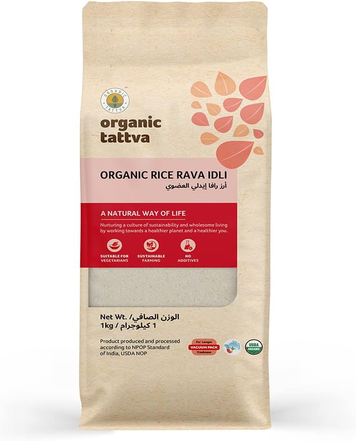 Organic Tattva Rice Rava Idli 1 kg - Gluten-Free and Pesticide-Free - Image 1