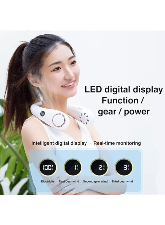 DMG TECH Portable Neck Fan Bladeless Wearable Personal Fan Rechargeable Usb Fan 3 Speed 60 Air Outlet Quiet 360° Cooling Hanging Neck Fan Mini Hand Free Neck Fan With Led Display And Usb Rechargeable - Image 3