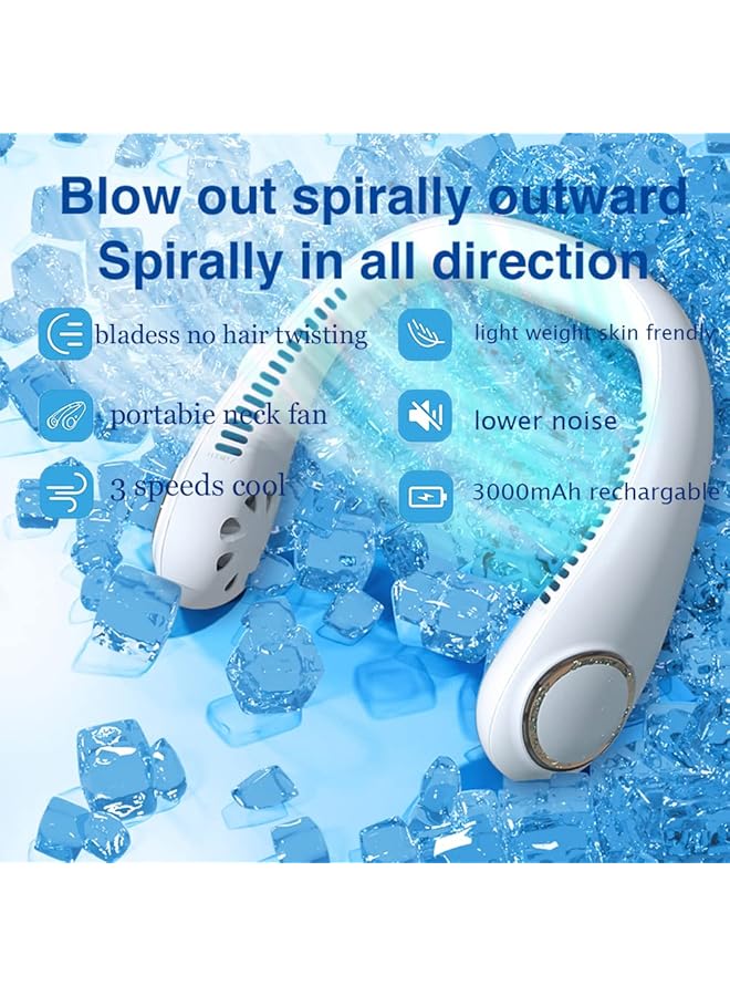 DMG TECH Portable Neck Fan Bladeless Wearable Personal Fan Rechargeable Usb Fan 3 Speed 60 Air Outlet Quiet 360° Cooling Hanging Neck Fan Mini Hand Free Neck Fan With Led Display And Usb Rechargeable - Image 2