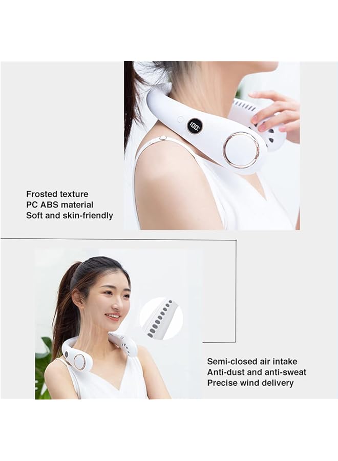 DMG TECH Portable Neck Fan Bladeless Wearable Personal Fan Rechargeable Usb Fan 3 Speed 60 Air Outlet Quiet 360° Cooling Hanging Neck Fan Mini Hand Free Neck Fan With Led Display And Usb Rechargeable - Image 5