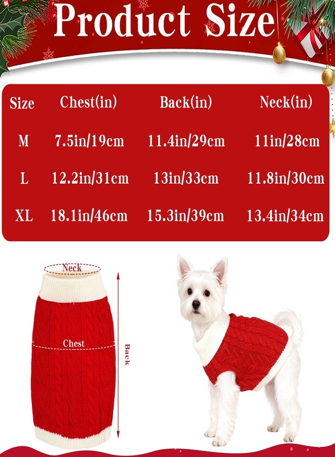 phnydreg Christmas Knitted Dog Sweater Dress Red Puppies Sweater Clothes for Small Medium Dogs Cat (red, Large) - Image 2