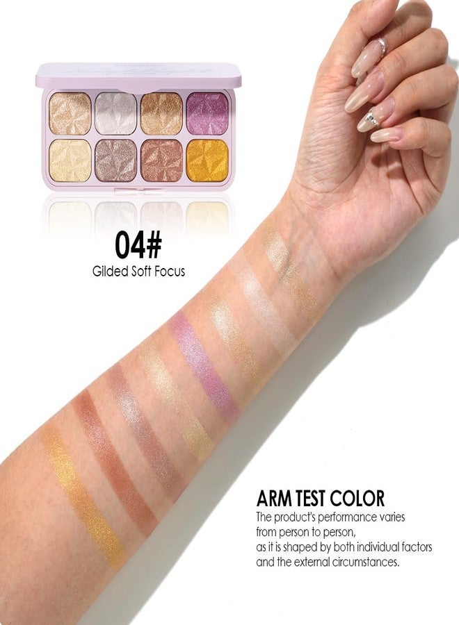 BAISEN DIARY 8-Color Eyeshadow Palette, Gilded Soft Focus, Warm Gold & Neutral Shimmer Shades, Waterproof Long-Lasting Formula, Smooth Blendable Eye Makeup for Natural Glam Looks - Image 2