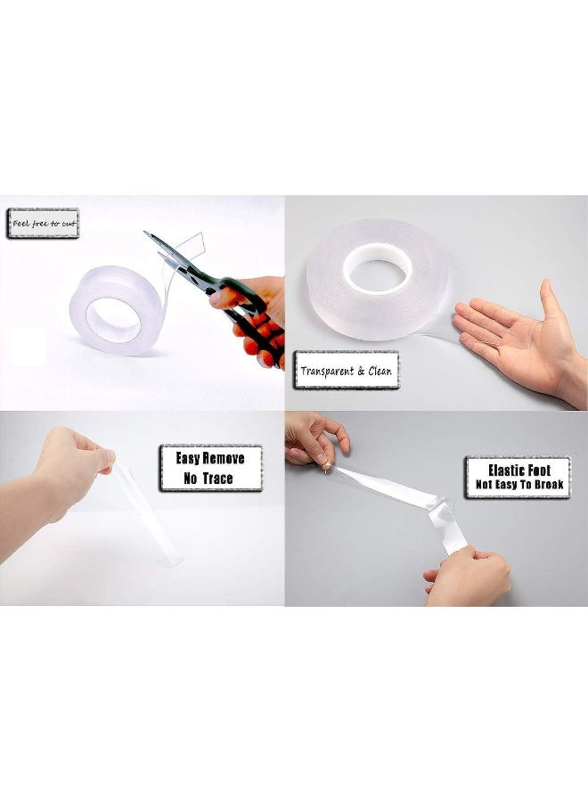 شريط لاصق قابل للغسل بدون أثر nanoTape، 1م/3.3قدم شريط سيليكون لاصق قابل لإعادة الاستخدام، سهل الإزالة، بدون أثر، يلتصق بالزجاج، المعدن، خزائن المطبخ وغيرها (شفاف، 2مم) - Image 3