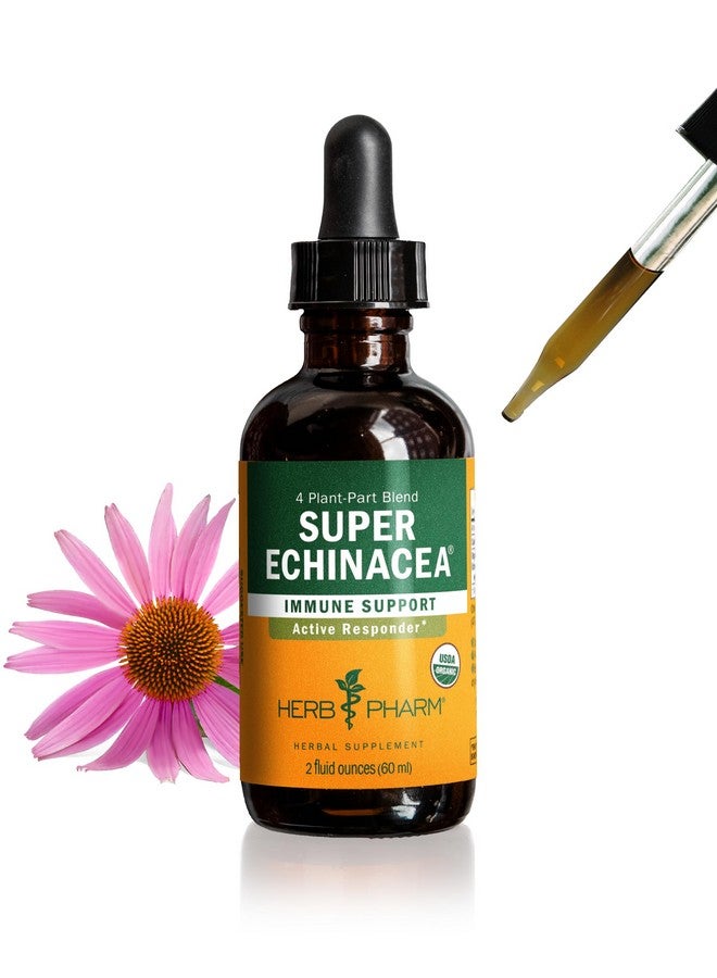 Herb Pharm Certified Organic Super Echinacea Liquid Extract Drops for Active Immune System Support, 2 Oz - Image 1