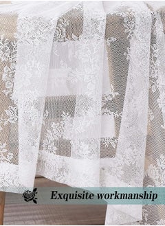 Bukela White Lace Floral Sheer Curtains for Bedroom Living-Room 84" Pastoral Rose Voile Tulle Window Treatment Sets Wedding Embroidered Light Filtering Drapes for Garden Patio 55" W Rod Pocket, 2 Panels  - Image 4