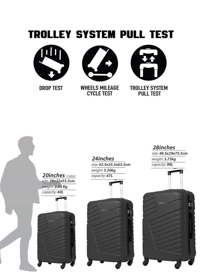 بارا جون طقم حقائب أمتعة خفيفة الوزن بعجلات دوارة من مادةABS  مكونة من واحد قطع  مقاس 24 بوصة - Image 5