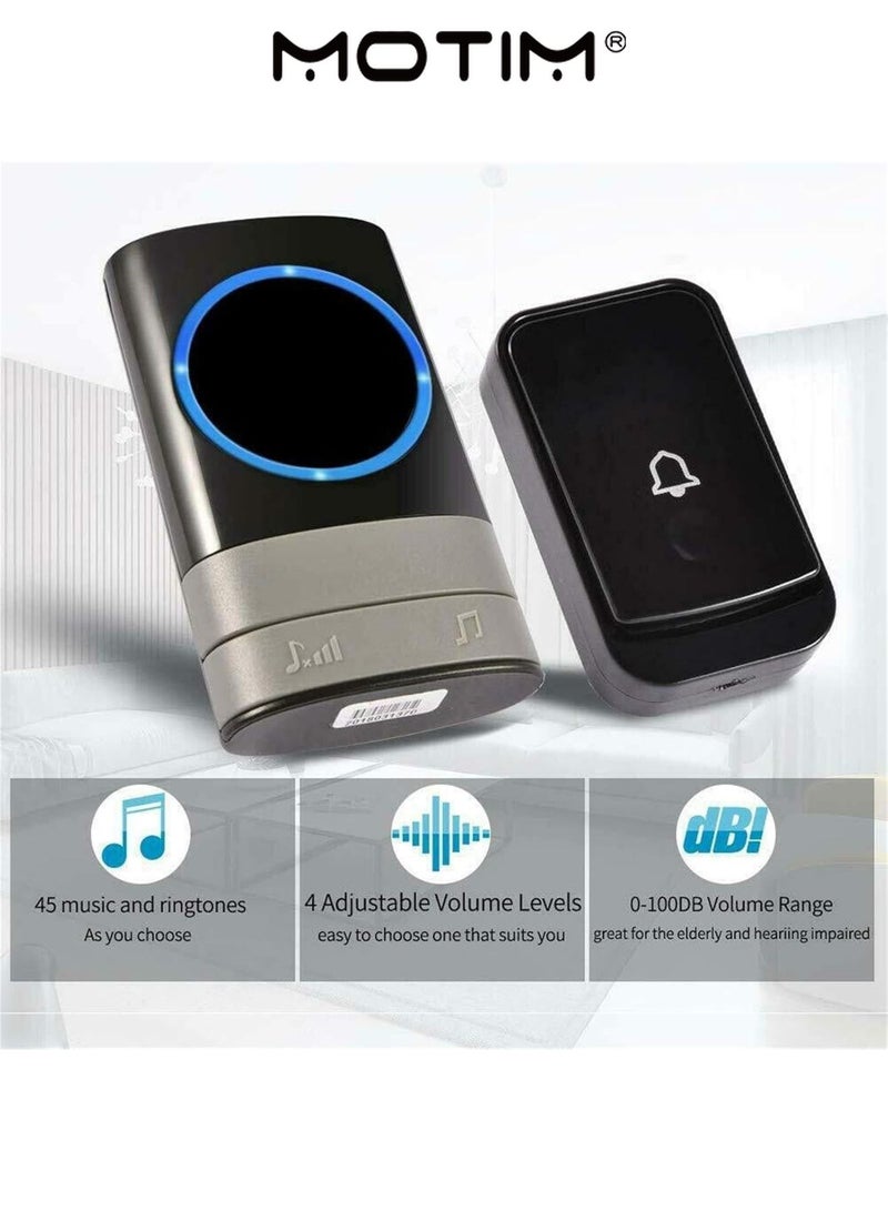Motim Wireless Doorbell Doorbell Outdoor Smart Button with 1 Receiver Call Bell for Home/office/Classroom - Image 4