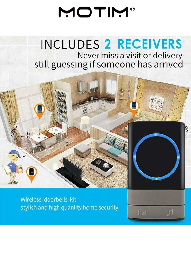 Motim Wireless Doorbell Doorbell Outdoor Smart Button with 1 Receiver Call Bell for Home/office/Classroom - Image 5