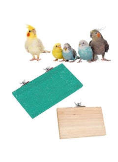 Sage Square Wooden Stand Sand Platform Made Of Natural Wood, Combo Of Two (6*4.5 & Sand 12*4.5 Inch) Rectangle Shaped Perch Stand, Cage Accessories, Playful Toy, Suitable For Birds, Parrots, Budgies  - Image 1