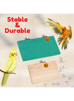 Sage Square Wooden Stand Sand Platform Made Of Natural Wood, Combo Of Two (6*4.5 & Sand 12*4.5 Inch) Rectangle Shaped Perch Stand, Cage Accessories, Playful Toy, Suitable For Birds, Parrots, Budgies  - Image 2